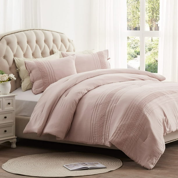 SEMECH Queen Comforter Set, Ultra Soft Lace Bedding Comforters Queen