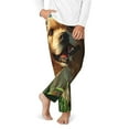 thumbnail image 2 of Wukai Happy Dog In Flower Field Print Teenagers' Pajama Pant Sleep Pajama Lounge Pant PJ Bottoms with Pockets and Button Fly(Available in Big & Tall)-Small, 2 of 6