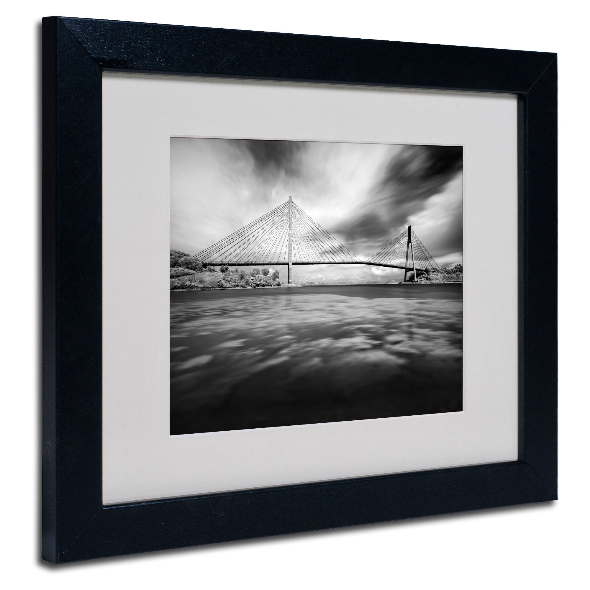 Matted art under acrylic in a black frame