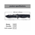 thumbnail image 2 of Oerla olk-037B Tactical Fixed Blade Knife 4.46-inch Blade with Black G10 Handle Waist Clip EDC Kydex Sheath, 2 of 8