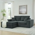 thumbnail image 3 of Miniyam Corduroy Modular Sofa, Cloud Couch Deep Seat Sectional with Pillows and Ottoman, No Assembly Required, Living Room Furniture, Grey, 3 of 10