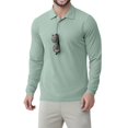 thumbnail image 2 of Men's Polo Shirt, Long Sleeve Tactical Shirts, Outdoor UPF 50+ Pique Shirt, Dry Fit Lightweight Golf Shirts Mint Green M, 2 of 5