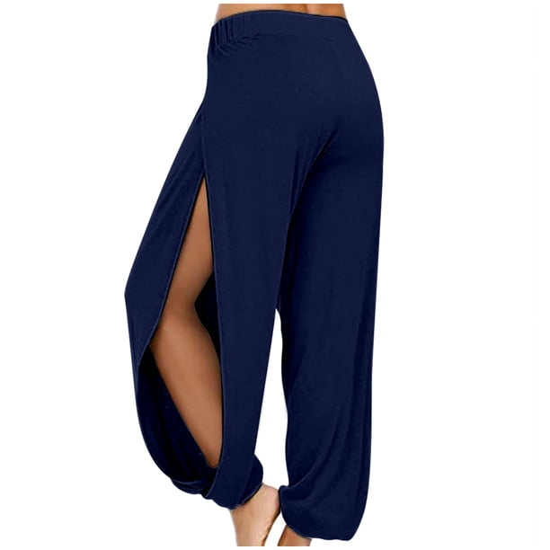MKLEKYY Leggins deportivos mujer moda casual deportes pantalones Haren con abertura alta pantalones de Yoga