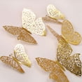 thumbnail image 1 of Pegatinas de pared 3D, impermeables, fondo de pantalla decorativo para el hogar, pegatinas de pared de mariposas huecas y bronceadas metálicas, 1 of 5