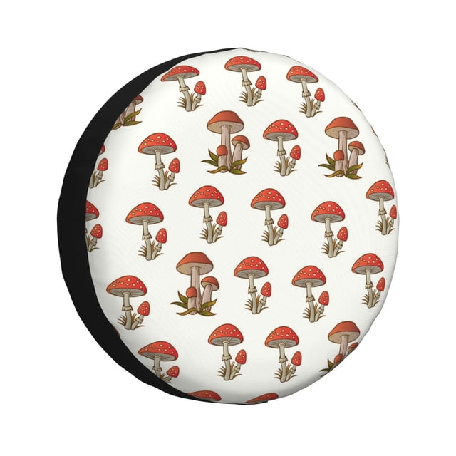 Fotbe Mushroom Funda de Llanta de Repuesto con Estampado, Engrosada, Ajuste Universal para Jeep, Remolque, RV, SUV, Camión-16 inch