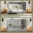 thumbnail image 5 of Queen Size Murphy Bed with Adjustable Storage Shelf, Wall Bed Frame With 1 Drawer, Multifunctional Foldable Platform Bed for Small Space, Bedroom, Guest Room, Gray, 5 of 9