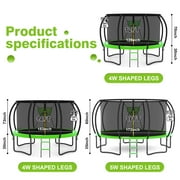 GVDV 12FT Outdoor Trampoline, Backyard Recreational Pumpkin Trampoline for Kids