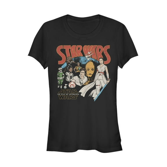 Junior's Star Wars: The Rise of Skywalker Retro Collage Graphic Tee Black Small