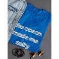 thumbnail image 3 of THe Ocean Made Me Salty Blurry Graphic Women Royal Blue T-Shirt, Female Medium, 3 of 4
