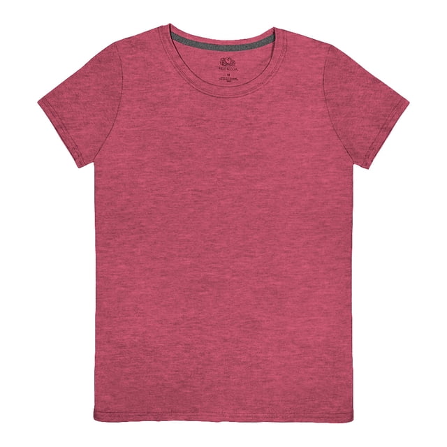 Playera Fruit of the Loom para Mujer, Manga Corta Cuello Redondo,Rosa, Talla CH