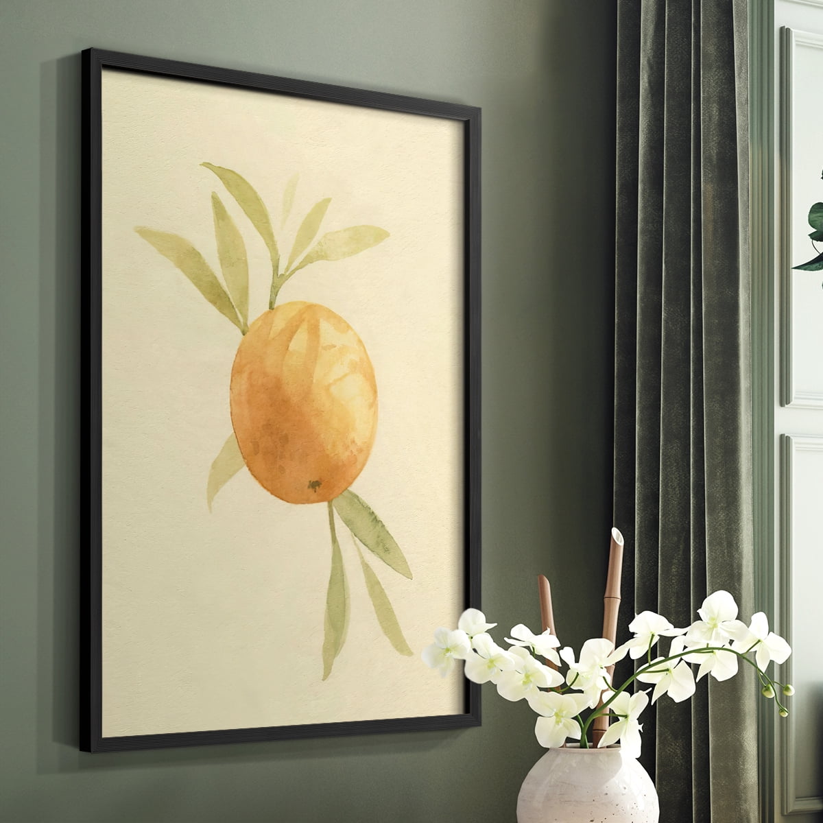 Dappled Oranges I Framed Print in Black Solid Wood Framed Print No Nail Hanging