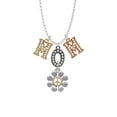 thumbnail image 2 of Delight Jewelry Two-tone Large Daisy with Peace Sign Multi-Colored Crystal Mom Charm Necklace, 2 of 5