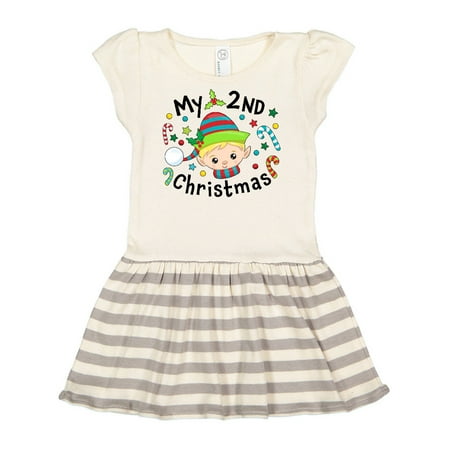 

Inktastic My 2nd Christmas Elf Boy with Candy Canes Gift Toddler Girl Dress