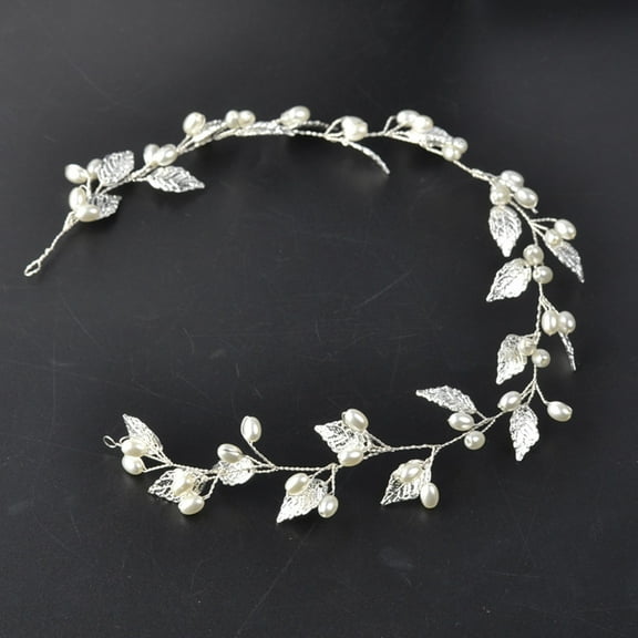 OUNONA Elegant Pearl Wedding Headband for Brides with Alloy Material and Silver Color Fits Various Occasions