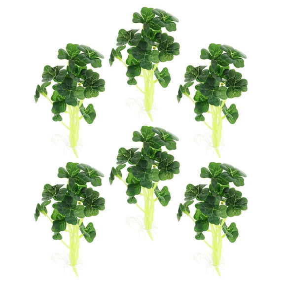 MERRYHAPY 6PCS Realistic Faux Shamrock Plant Stems Set Green Decorative Artificial Plants for Coffee Table Bookshelf Home Decor