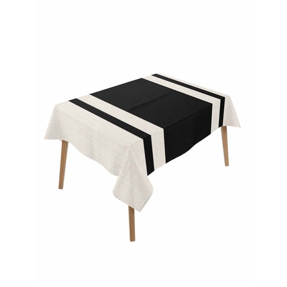 Black Vintage Table Cloth, Geometric Stripes Simple Lines Waterproof Tablecloth for Rectangle Tables, Reusable Washable Fabric Table Cover for Restaurant Kitchen Dining Tables 60"x84"