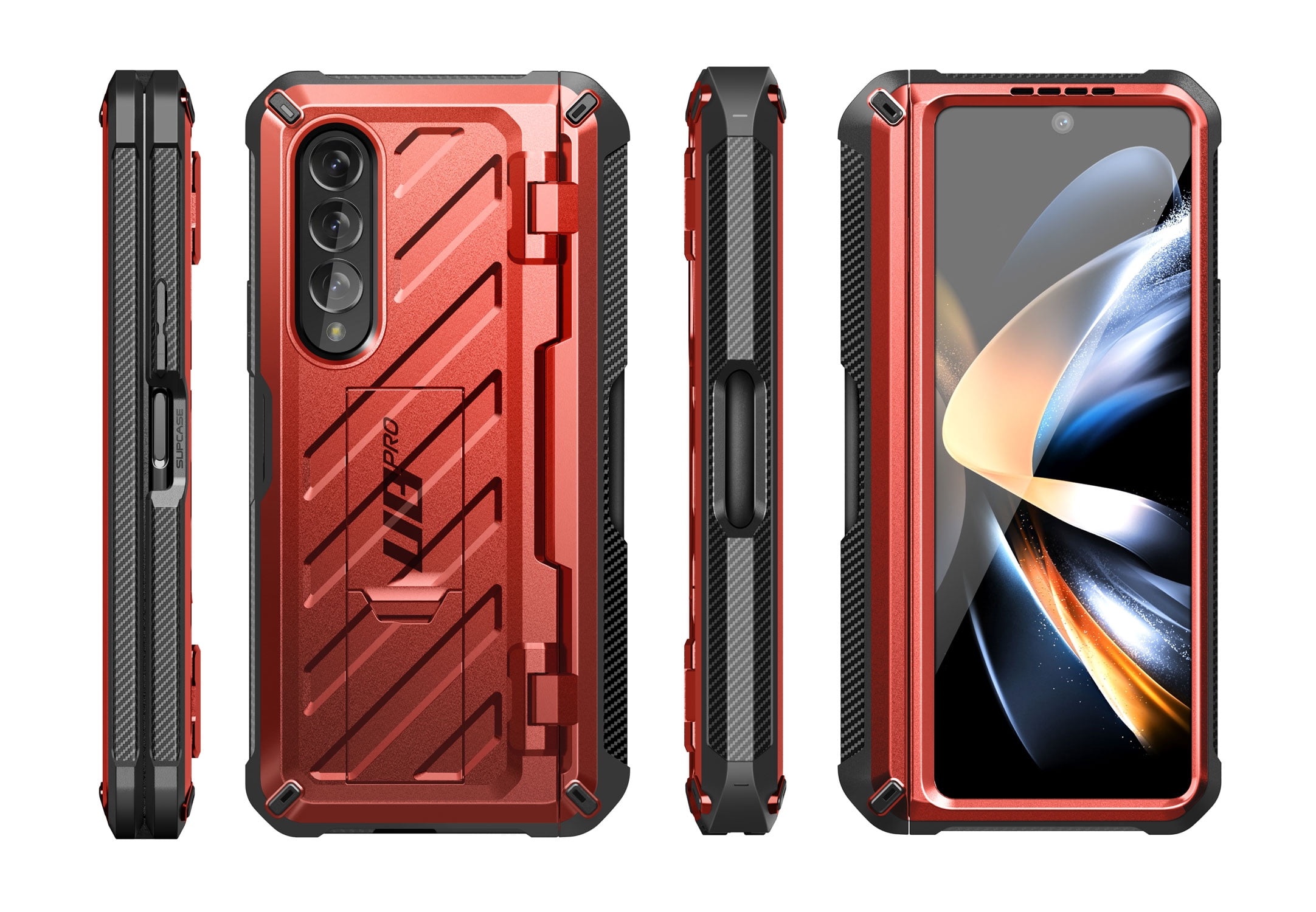 SUPCASE Unicorn Beetle Pro Case for Samsung Galaxy Z Fold 4 5G (2022), Full-Body Dual Layer Rugged Case with Built-in Screen Protector & Kickstand & S Pen Slot (Ruddy)