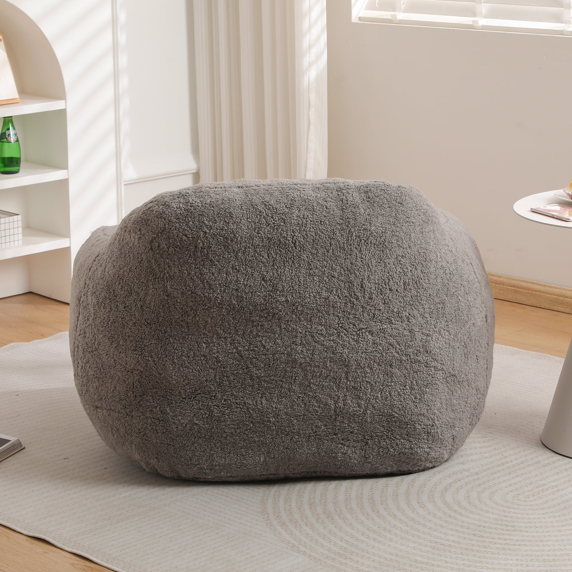 Homy Casa Cozy Bean Bag Chair, Ideal for Reading Corners and Relaxation Spaces, Light Gray