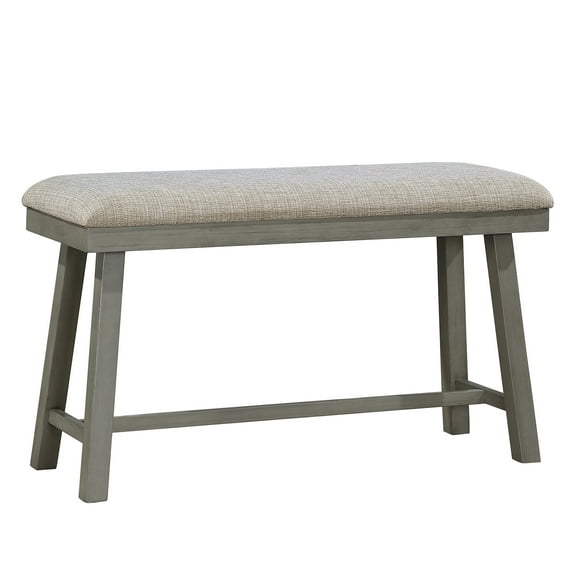 JERFIT Industrial Counter Height Bench with Cushioned Seat, Light Gray Kitchen Dining Furniture