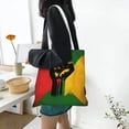 thumbnail image 6 of DouZhe Reusable Grocery Bags, African Colors Fist Lightweight Polyester Canvas Cloth Tote Bag for Travle Gym Shopping School, 15" x 16", 6 of 7