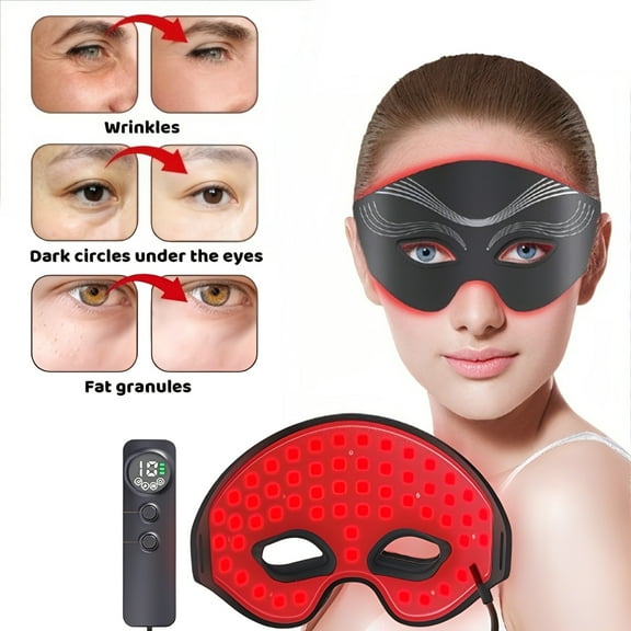 Red Light Eye Mask, 7-Color Photon Therapy Mask, 50 LED Bulbs and Auto-Shut Off, Under Eye Red Light Therapy Device for Relieve Eye Bags, Dark Circles and Puffiness, Smoothing Fine Lines