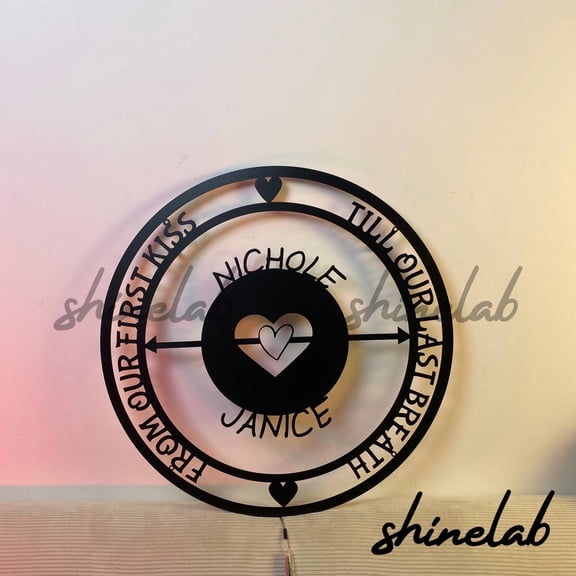 Shinelab Metal Sign LED Wall Art, Custom From Our First Kiss Till Our Last Breath Wall Decor 8973
