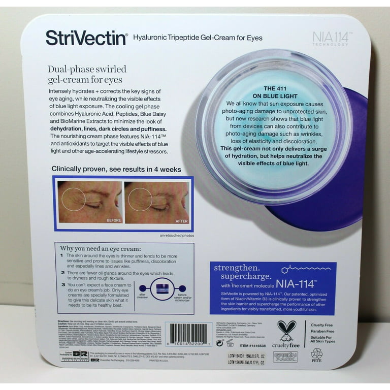 Eyes, Hyaluronic 2-pack Gel-Cream Tripeptide StriVectin for
