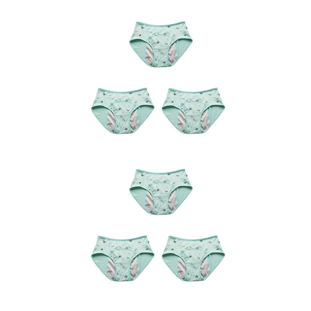 Minnieouse Bragas de período con estampado encantador, ropa interior menstrual, calzoncillos, lencería transpirable para niños, hija, mujer, Verde claro METRO 2piezas