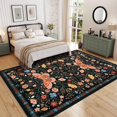 thumbnail image 2 of ZACOO 4'x6' Area Rug, Floral & Decorative Animal Printed Machine Washable Ultra Thin Non Slip Carpet for Dorm Home Office Playroom, Black, 2 of 8
