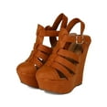 thumbnail image 5 of Breckelles AH98 Women Leatherette Round Toe Platform Sandal Wedge, 5 of 6
