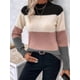 thumbnail image 4 of Suéteres de Bloque de Color para Mujer, Blusas de Larga con Cuello Alto, Suéter de Punto Holgado. Rosa XL, 4 of 7
