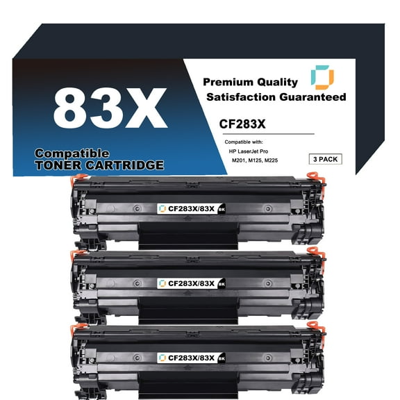 CF283X Toner Cartridge Replacement Compatible for HP 83X 3 Pack to use with LaserJet Pro M201dw, M201n, MFP M125a, M125nw, M125rnw, M127fw, M225dn, M225dw, M127fn Printer
