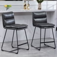 thumbnail image 2 of Set of 2 Baxter White Boucle Fabric Counter Stool with Black Iron Legs, 2 of 8