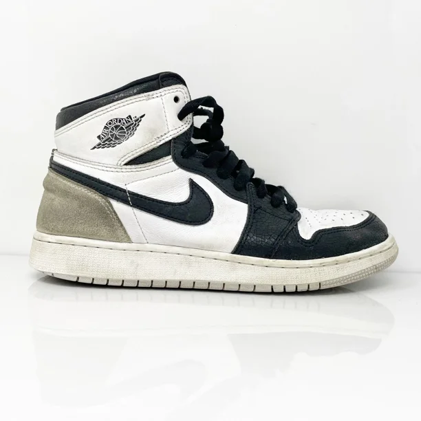 Ni - ke Ni - ke Boys Air Jordan 1 High 575441-180 Black Basketball Shoes Sneakers Size 7Y