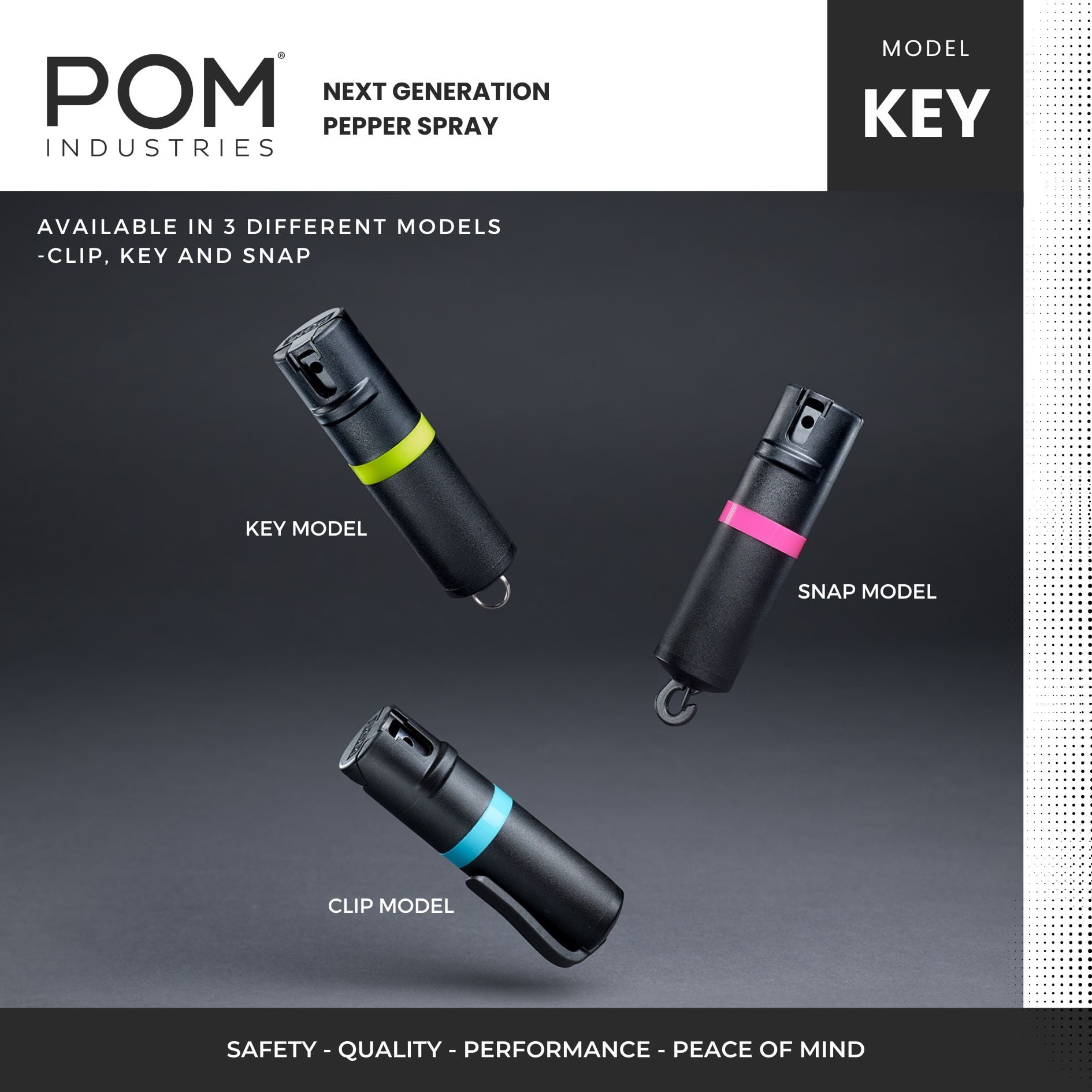 POM Pepper Spray Keychain - Flip Top Safety - Maximum Strength OC Spray - Tactical Compact & Safe Design - 25 Bursts & 10 ft Range - Powerful & Accurate Stream Pattern