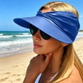 thumbnail image 5 of Sun Hats for Women Wide Brim Ponytail Outdoors UV Protection Cap Pleated Open Roof Beach Visor Sunhats, Blue, 5 of 6