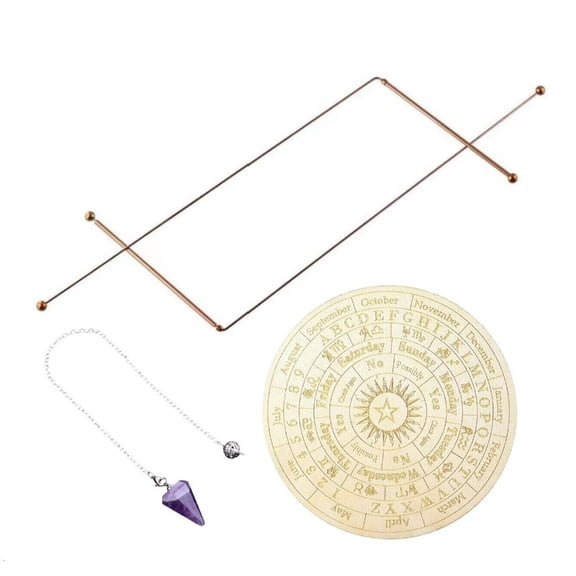 Professional Dowsing Rods Set with Crystal Pendulum and Divination Mat for Paranormals and Energy Work Accessory