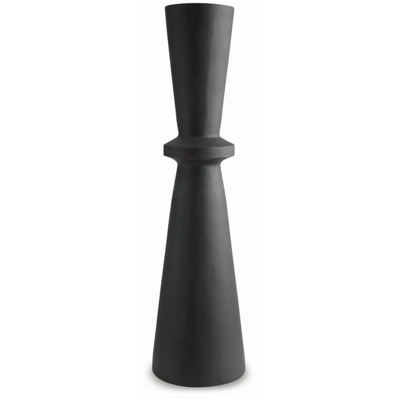 Signature Design by Ashley Collisten Vase - Black Polyresin with Linear Textured Pattern
