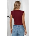 thumbnail image 4 of PRETTYGARDEN Going Out Tops for Women Trendy Cap Sleeve Crewneck Ruched Slim Fit Ribbed Knit Tanks Casual Fashion Asymmetrical Tee Shirts, 4 of 7