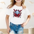 thumbnail image 2 of ibiyuan Girl Shirt Holiday Short Sleeve Girls T Shirts Size 12 Graphic Hearts Baby Girl Tops Round Neck Basic Tees Soft Summer Outfit,10-11 Years, 2 of 6