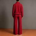 thumbnail image 4 of Basysin Women Half Zip Pullover Sweatshirt Wide Leg Pants Two Piece Outfit Set Loose Comfort Tracksuit Soft Loungewear Sweatsuit, 4 of 6