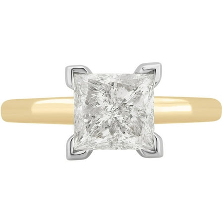2.0 Carat T.W. 14kt Yellow Gold Princess Diamond Solitaire Engagement Ring Comes in a Box