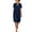 Navy, variant on Women's V Neck Short Sleeve Midi Dress Surplice Front With Pockets Loose Fit Casual Linen Blend Summer Dress