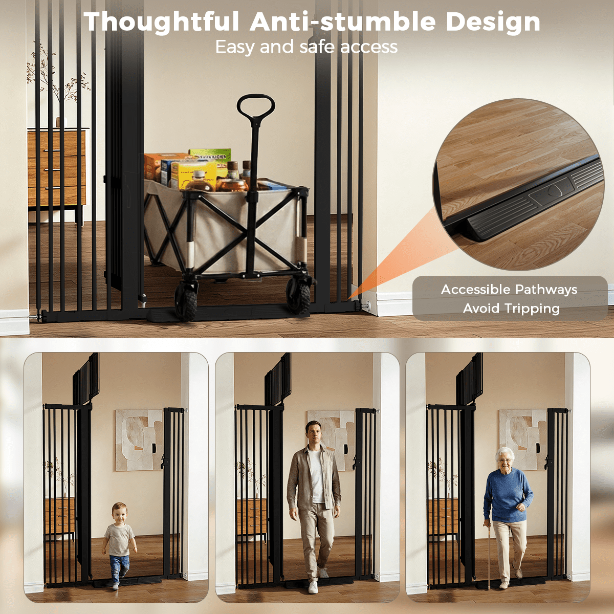 Cat Gate,Domipet 71"Extra Tall Dog Gate, 43''Wide Pet Gate Pressure Mounted, Safety Gate for Pets,Black
