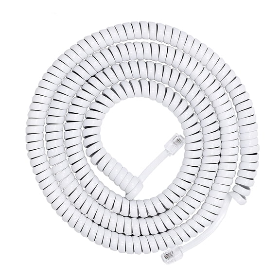 GJX Telephone Handset Cord,4P4C Coiled Landline Phone Handset Cable for Home or Office White 6.5 ft 2pcs