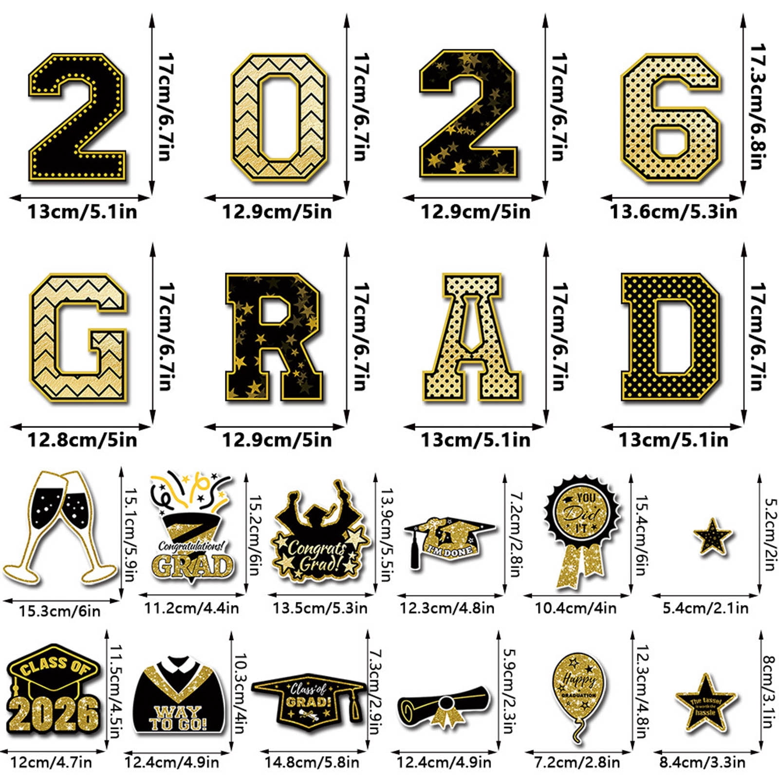 1 Sets 2026 Graduation Car Sticker Decoration, Congrats Grad 2026 Refrigerator Garage Door Stickers, Class of 2026 Graduation Car Decal for Decor Graduation Party Supplies