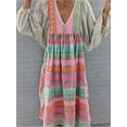 thumbnail image 2 of Maxi vestidos estampados a rayas para mujer, moda informal, cintura alta, manga abullonada, vestidos sueltos para mujer, ropa de verano y otoño, nuevo, 2 of 4