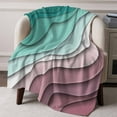 thumbnail image 6 of Aqua Green Purple Beach Coastal Throw Blankets, Abstract Geometric Ocean Waves Soft Fleece Blanket Decorative for Home Sofa Couch Chair Living Bedroom, 60x80 inches,, 6 of 8