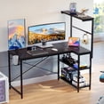 thumbnail image 5 of RSPGAME 41 inch Small L-Shaped Gaming Desk Home Office PC Table with LED Lights, Carbon Fiber Black, 5 of 9