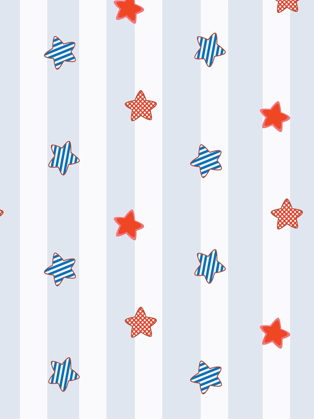 Stars and Stripes Removable Vinyl Wallpaper By Fisher-Price - Silver